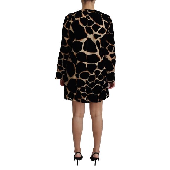Dolce & Gabbana Black Giraffe Print Shift Mini Dress - Picture 2 of 4